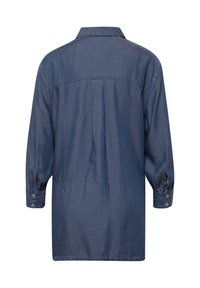 Denimhemd, dunkelblau, mit langen Ärmeln und knöpfbaren Manschetten, mit Kragen, lockerer Schnitt, mit einer Passe und einem Rückenfalten für zusätzlichen Volumen und Komfort.