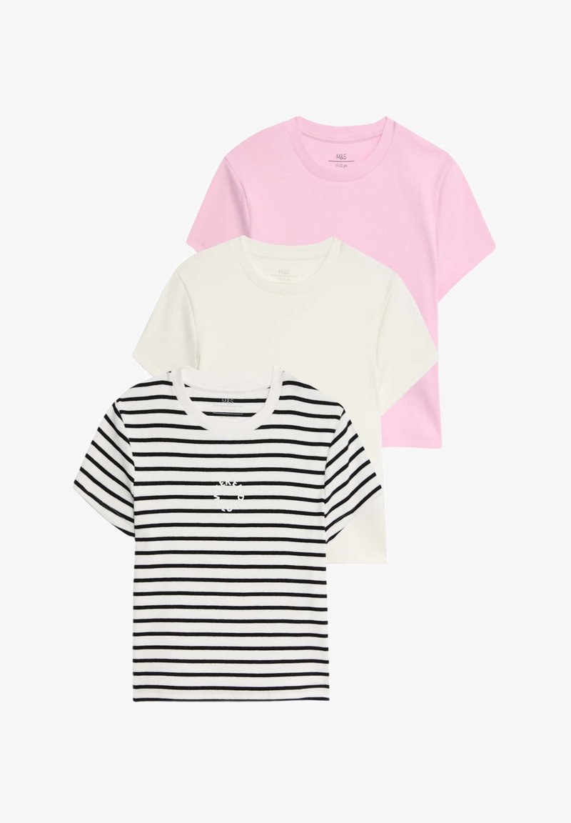 Marks & Spencer 3PK RICH - Camiseta estampada - black mix