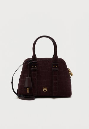 Pinko BOWLING BAG MEDIUM COCCO NABUCCATO - Ülerinna-kott - rosso mogano/antique gold-coloured