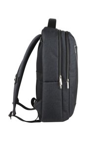 Dark gray backpack with a streamlined design, featuring dual zippers, padded straps, and a textured material for durability.