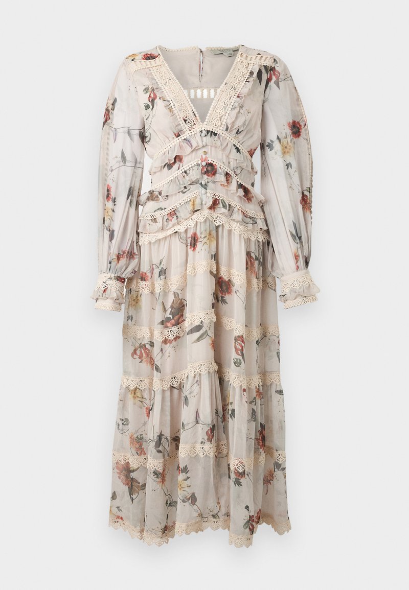 zora floral ruffle midi dress AllSaints ZORA MIDI DRESS - Day dress - ecru/white/off-white