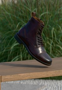 LEATHER - Μποτάκια με κορδόνια - cognac