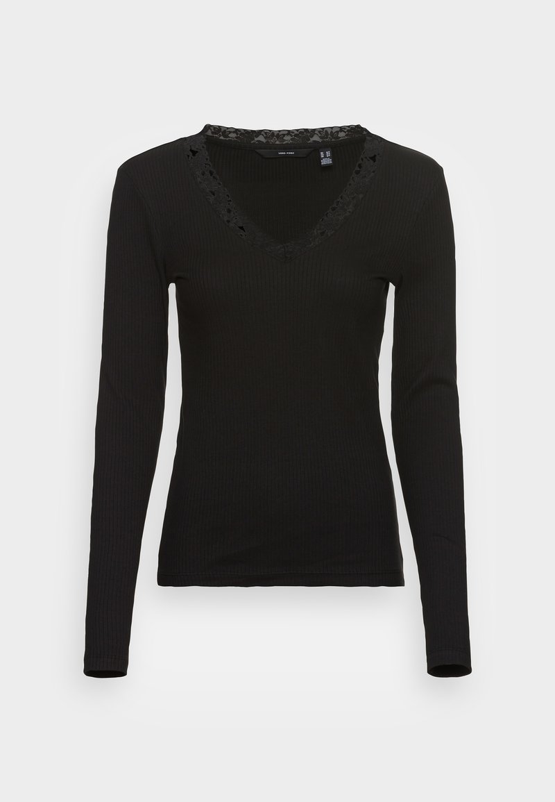 Vero Moda Tall - VMHELSINKI DEEP V NECK - Top s dlouhým rukávem - black, Zvětšit