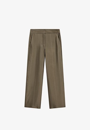 Massimo Dutti FLOWING WITH STRIPED DETAILS - Stoffhose - khaki
