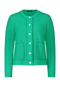 Grön, texturerad cardigan med rund halsringning, två framfickor och sex vita knappar framtill. Skräddarsydd passform, långa ärmar.