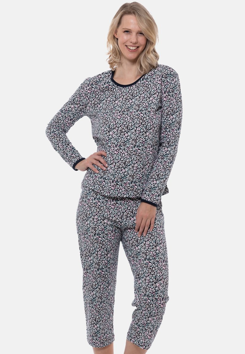 Schiesser Schlafanzug Lang Set di Pigiama, Blu Scuro 044, 50 Donna