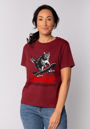 SAVAGE CAT - T-shirt print - burgundy