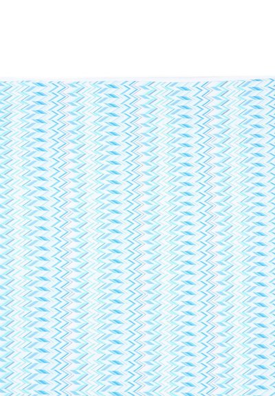 Niebiesko-biała tkanina w wzory zygzaków i rombów ułożonych w pionowe pasy.