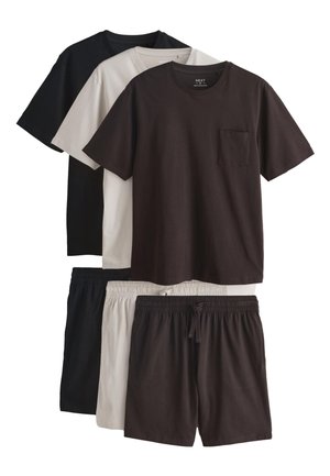 Next REGULAR FIT - SHORT SLEEVE SET 3 PACK - Nattøj sæt - black brown neutral