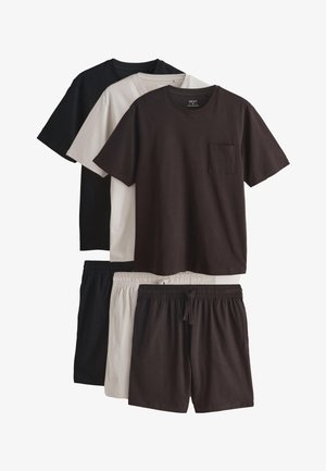 Next, REGULAR FIT - SHORT SLEEVE SET 3 PACK - Pyjama set - black brown neutral