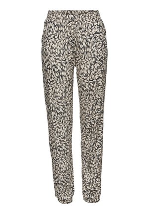 Buffalo Stoffhose - Trousers - schwarz-taupe bedruckt