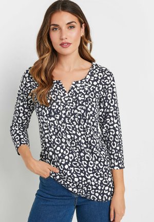 LEOPARD HENLEY  - Long sleeved top - navy