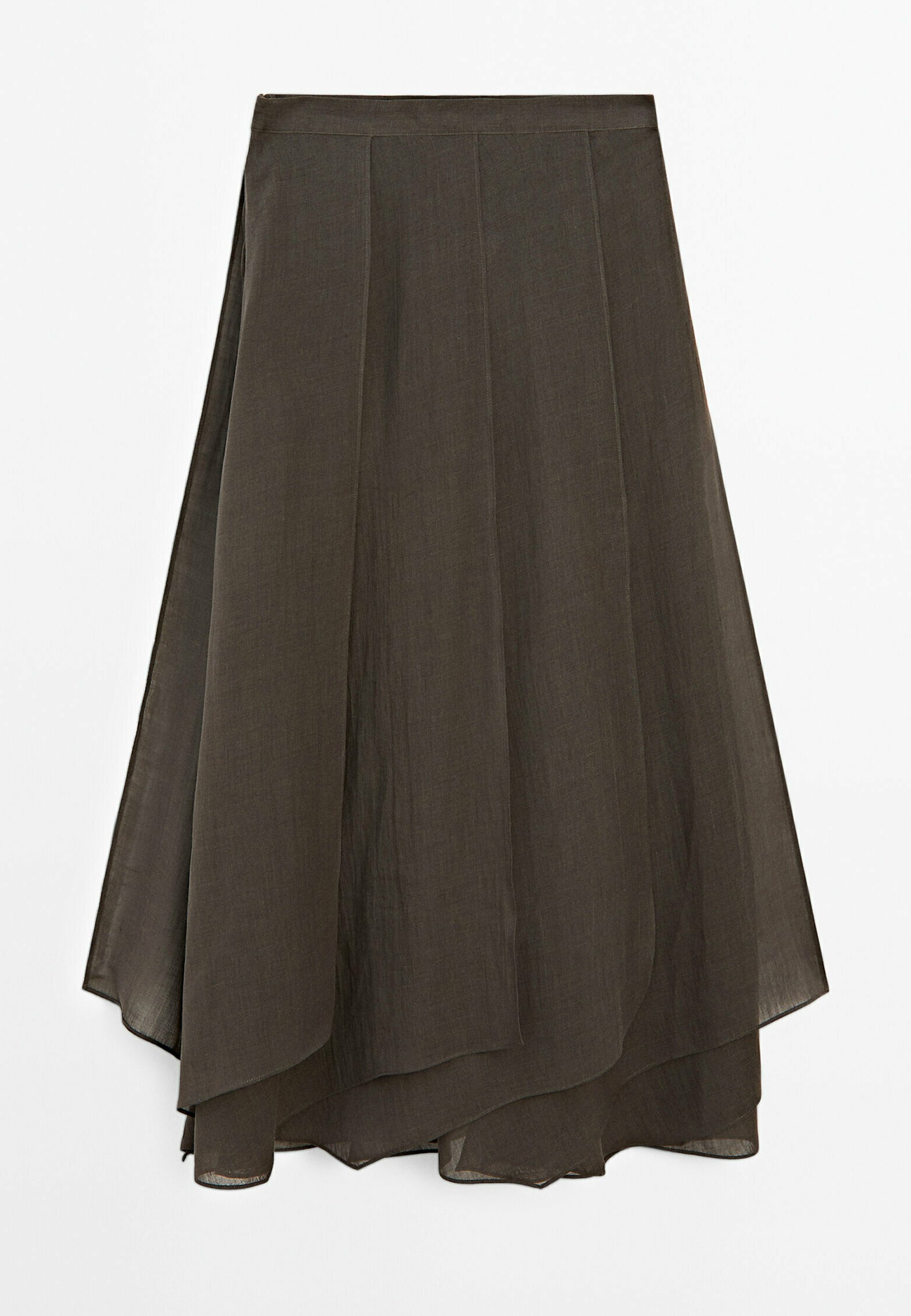 Massimo Dutti FLOWING - A-line skirt - mottled dark brown