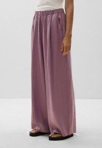 OYSHO - LINEN WIDE-LEG - Nohavice - mottled purple Miniatúrny obrázok 1