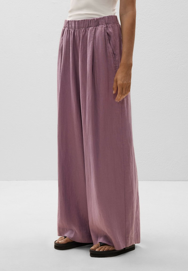 OYSHO - LINEN WIDE-LEG - Nohavice - mottled purple, Zväčšiť