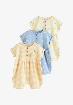 Next, REGULAR FIT - 3 PACK ROMPERS - Jumpsuit - blue and lemon printed button t shirt