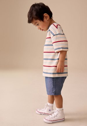 Next, REGULAR FIT - SHORT SLEEVE STRIPE T-SHIRT - T-shirt con stampa - white red blue