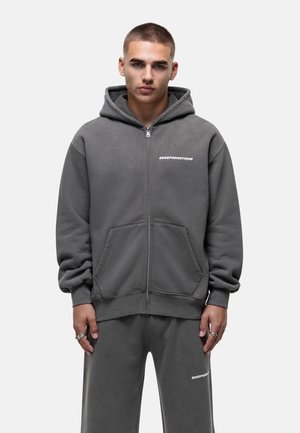 RELAXED VINTAGE WASHED GREY ZIPUP HOODIE - Zip-up sweatshirt - grey