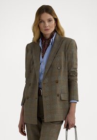 Lauren Ralph Lauren GLEN CHECK DOUBLE BREASTED WOOL BLAZER - Kratka jakna - brown multi