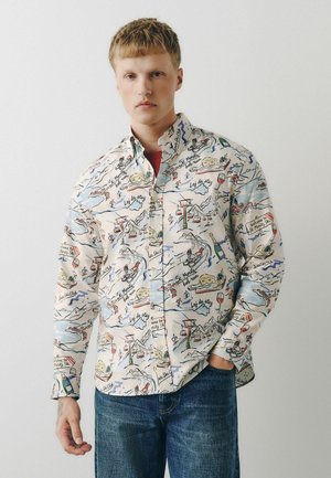 Next, PRINTED CHRISTMAS SHIRT - Hemd - ecru ski cheese