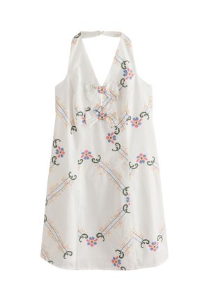 Next, REGULAR FIT - HALTER BOW MINI DRESS - Robe de jour - white floral embroidered
