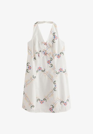 Next, REGULAR FIT - HALTER BOW MINI DRESS - Hverdagskjole - white floral embroidered