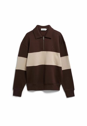 ARMEDANGELS, STRIPED TROYER - Poloshirt - claystone - sand stone
