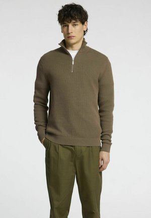 Selected SLMDANE HALF ZIP - Striktrøje - morel