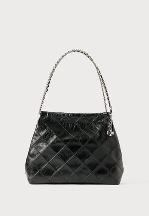 Tory Burch FLEMING DISTRESSED HOBO BAG - Handtas - black