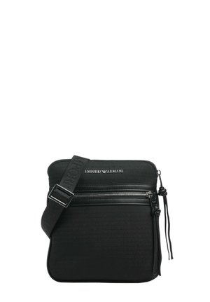Sort Emporio Armani crossbody taske med justerbar rem, front lynlåslomme og logo på øverste frontpanel.