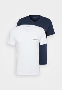 V NECK 2 PACK - Bluză de corp - white/blu