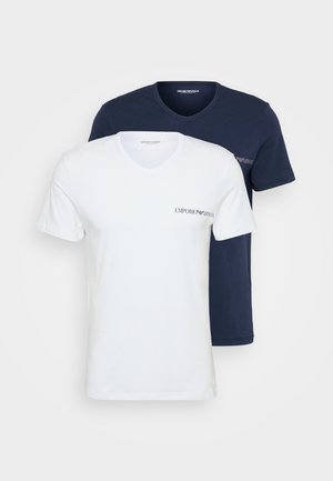 Emporio Armani V NECK 2 PACK - Undershirt - white/blu