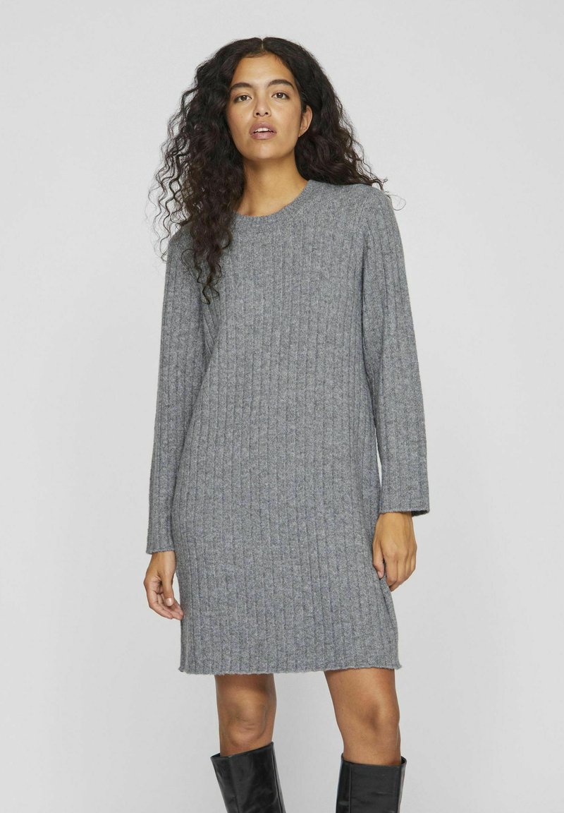 VILA LANGARM - Robe pull - medium grey melange