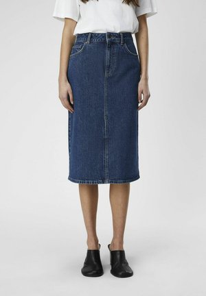 OBJELLEN MW MIDI NOOS - A-line skjørt - medium blue denim