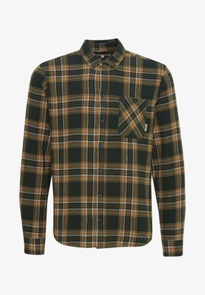 Pikend varrukatega ruuduline särk, millel on rohelised, pruunid ja valged ruudud, nööpidega krae ja üks rindkereTasku. Pehme kangastekstuuri.