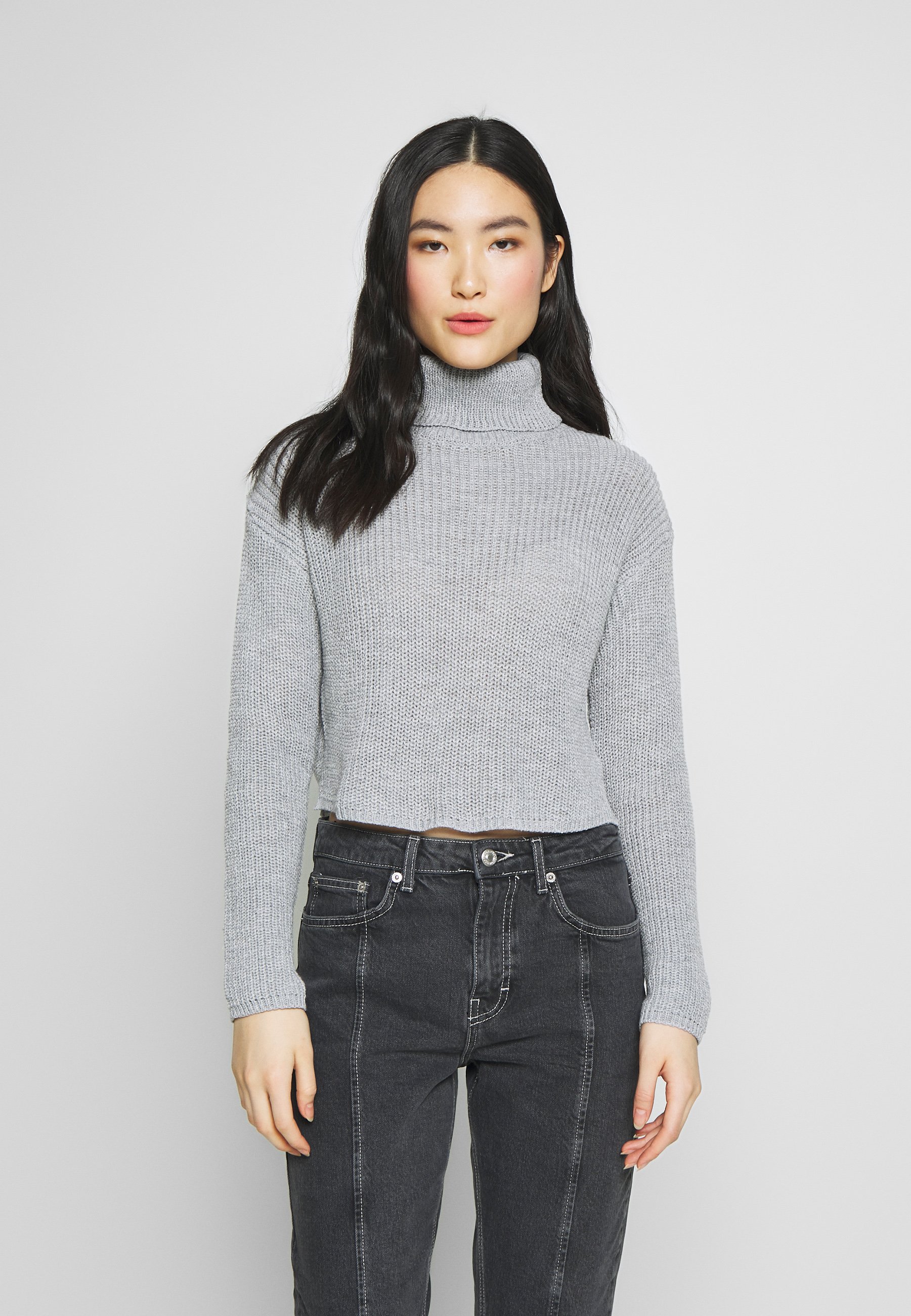 Missguided ROLL NECK CROP JUMPER Trui grey Zalando.nl Missguided ONE SHOULDER Trui greyGrijs Zalando.nl