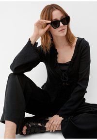 QS MIT RÜSCHEN - Bluse - schwarz