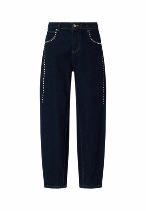 LIU JO, LIU JO HIGH-WAISTED JEANS WITH RHINESTONES - Straight leg jeans - dark blue