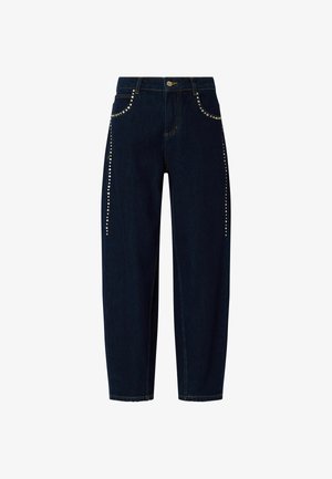 LIU JO, LIU JO HIGH-WAISTED JEANS WITH RHINESTONES - Jean droit - dark blue