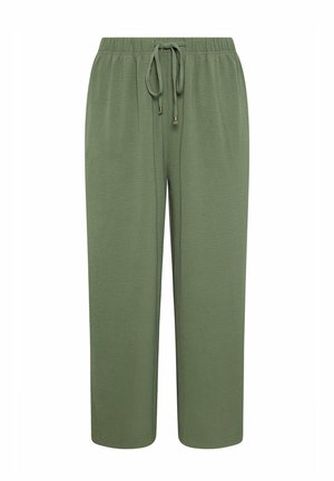 Yours Clothing, TWILL WIDE LEG TROUSERS - Pantalones - khaki