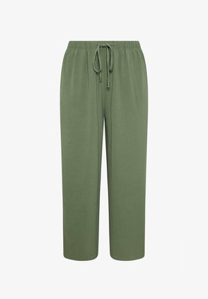 Yours Clothing, TWILL WIDE LEG TROUSERS - Bukser - khaki