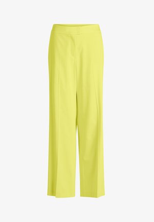 Pantalon taille haute à jambes larges en jaune vif avec pli devant et fermeture de ceinture dissimulée.