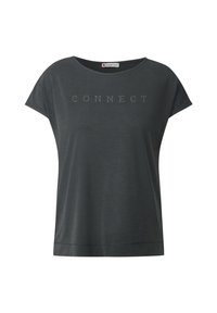 Dark gray short-sleeve T-shirt with a loose fit, featuring the word "CONNECT" in small rhinestones across the front. Smooth fabric texture.