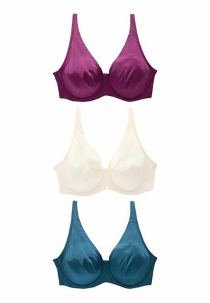 3 PACK - Podprsenka bez kostíc - plum purple teal blue cream