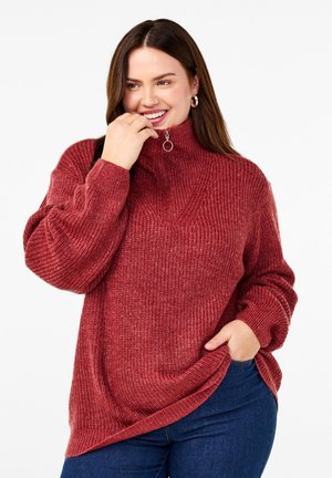 FLASH MIT HOHEM KRAGEN UND REISSVERSCHLUSS - Džemperis - merlot mel