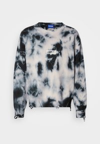 Μπλούζα με σχέδιο tie-dye σε ασπρόμαυρο, με ριμπ υφή, που διαθέτει ορθογώνιο λογότυπο και ρυθμιζόμενα σκοινάκια στα τελειώματα.
