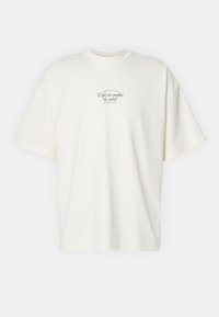 SLHBOXY CAFÉ TEE - T-shirts print - egret