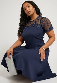 Yours Clothing EMBROIDERED - Juhlamekko - navy