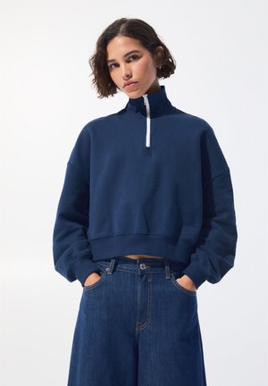QUARTER-ZIP CROPPED  - Sweatshirt - dark blue