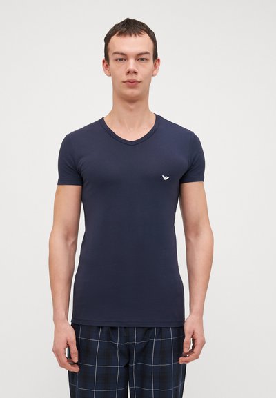 Emporio Armani V NECK 2 PACK - Spodné tričko - white/dark blue
